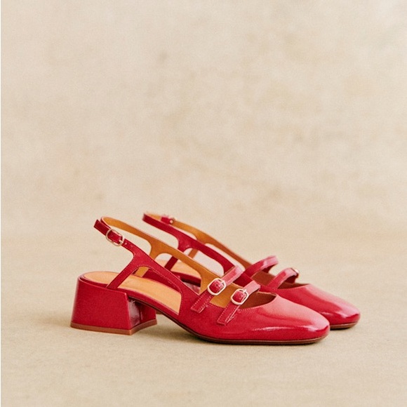 Sezane Paula Babies Block Heels in Red - Picture 3 of 15